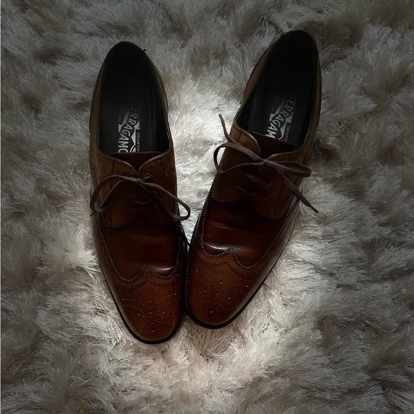 Salvatore Ferragamo, leather/suede brown Mens Oxfords Size 11 display picture 1